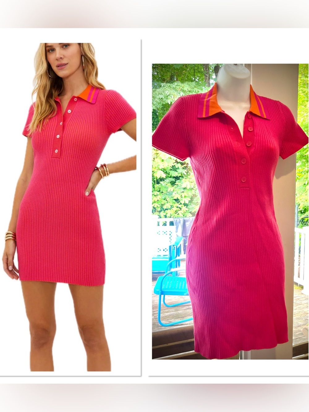 Beach Riot Pink Presley knit polo dress Size M preppy tenniscore  country club